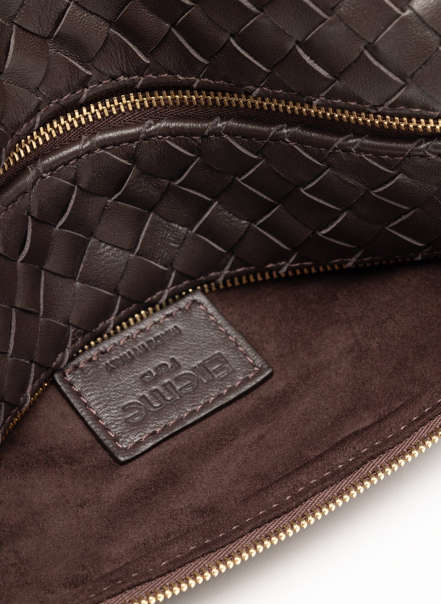 Trousse Chain Woven Leather Dark Brown