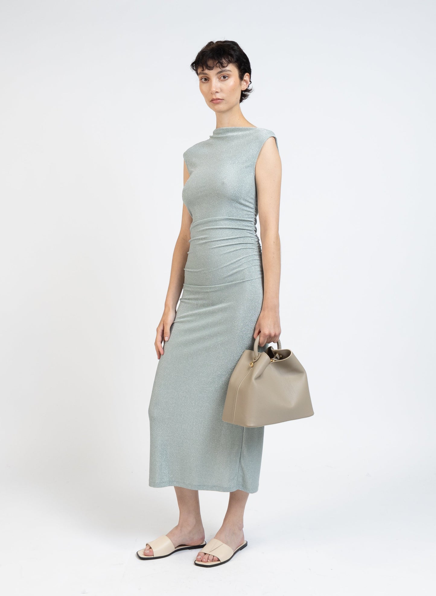 Draped Jersey Dress/Green