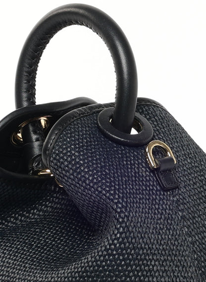 Baozi Raffia/Leather Black