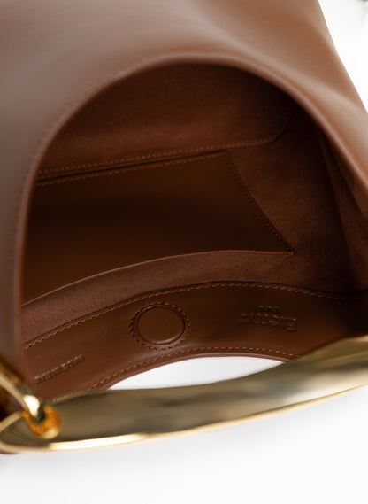 Small Boomerang Woven Leather Taupe