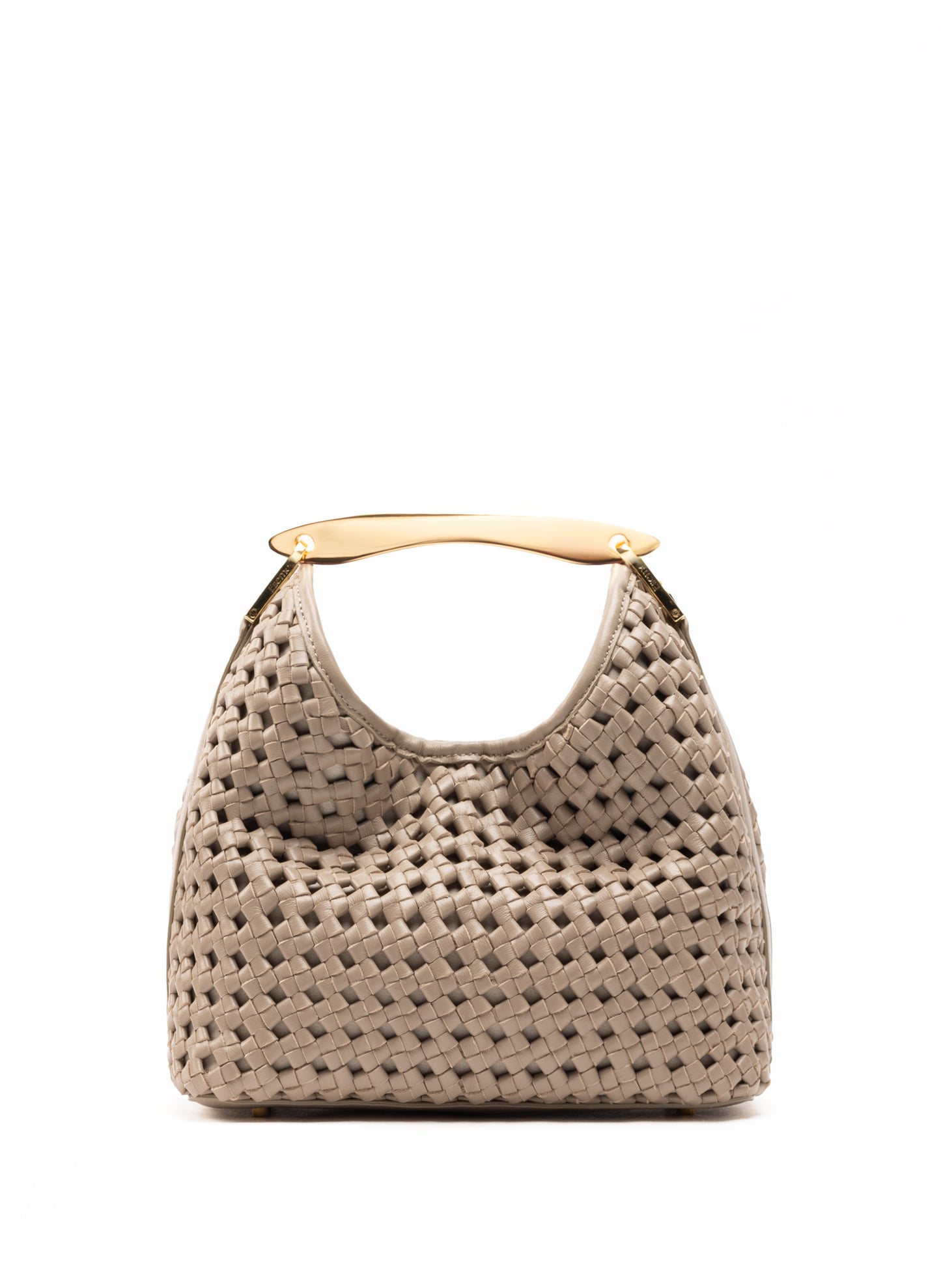 Small Boomerang Woven Leather Taupe