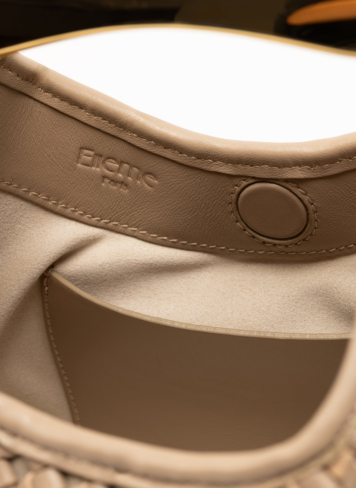 Small Boomerang Woven Leather Taupe
