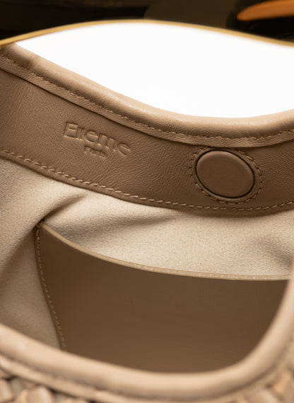 Small Boomerang Woven Leather Taupe