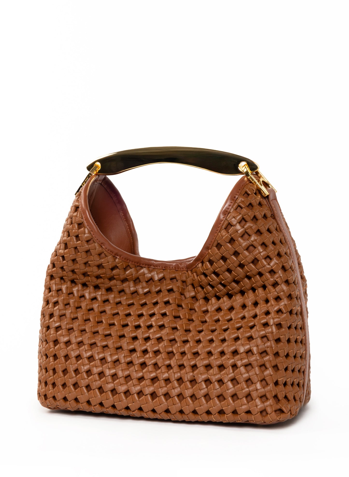 Boomerang Woven Leather Cognac