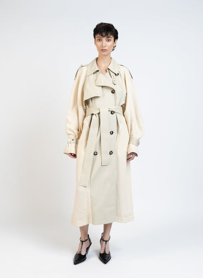 Double Breasted Trench Coat/Beige