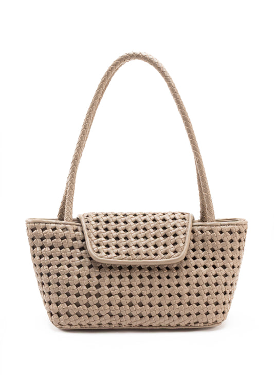 Courrier Tote Woven Leather Taupe