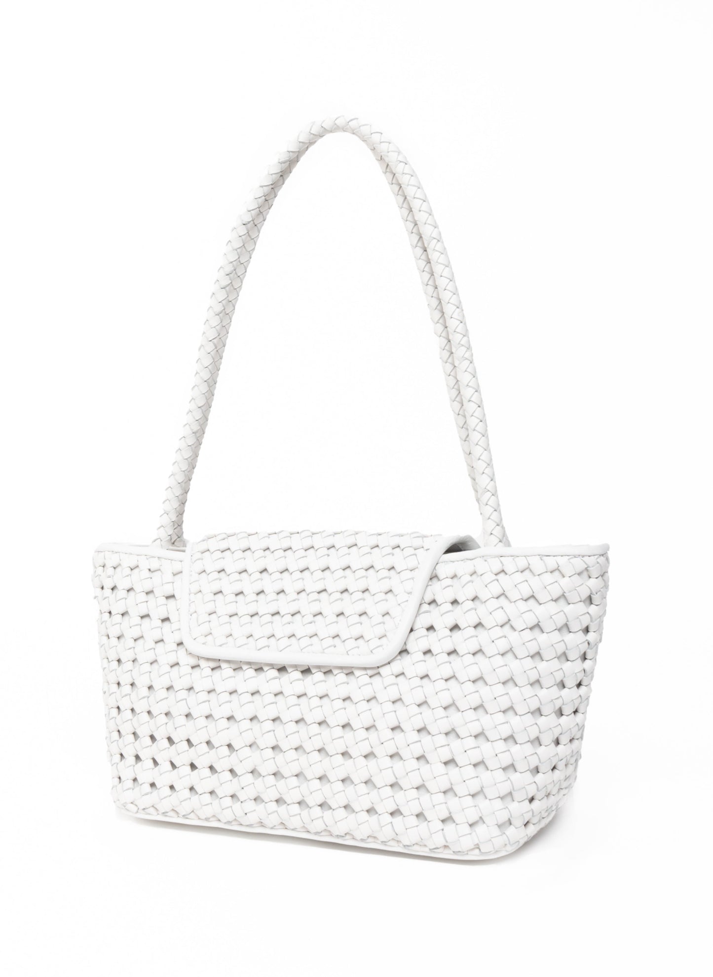 Courrier Tote Woven Leather White