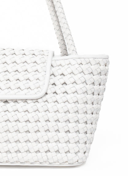 Courrier Tote Woven Leather White