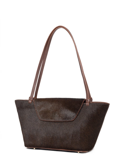 Courrier Tote Calf Leather Dark Brown