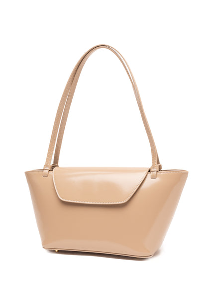 Courrier Tote Patent Leather Beige