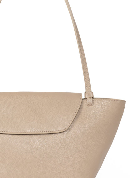 Courrier Tote Pebbled Leather Taupe