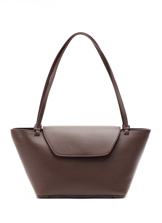Courrier Tote Pebbled Leather Dark Brown