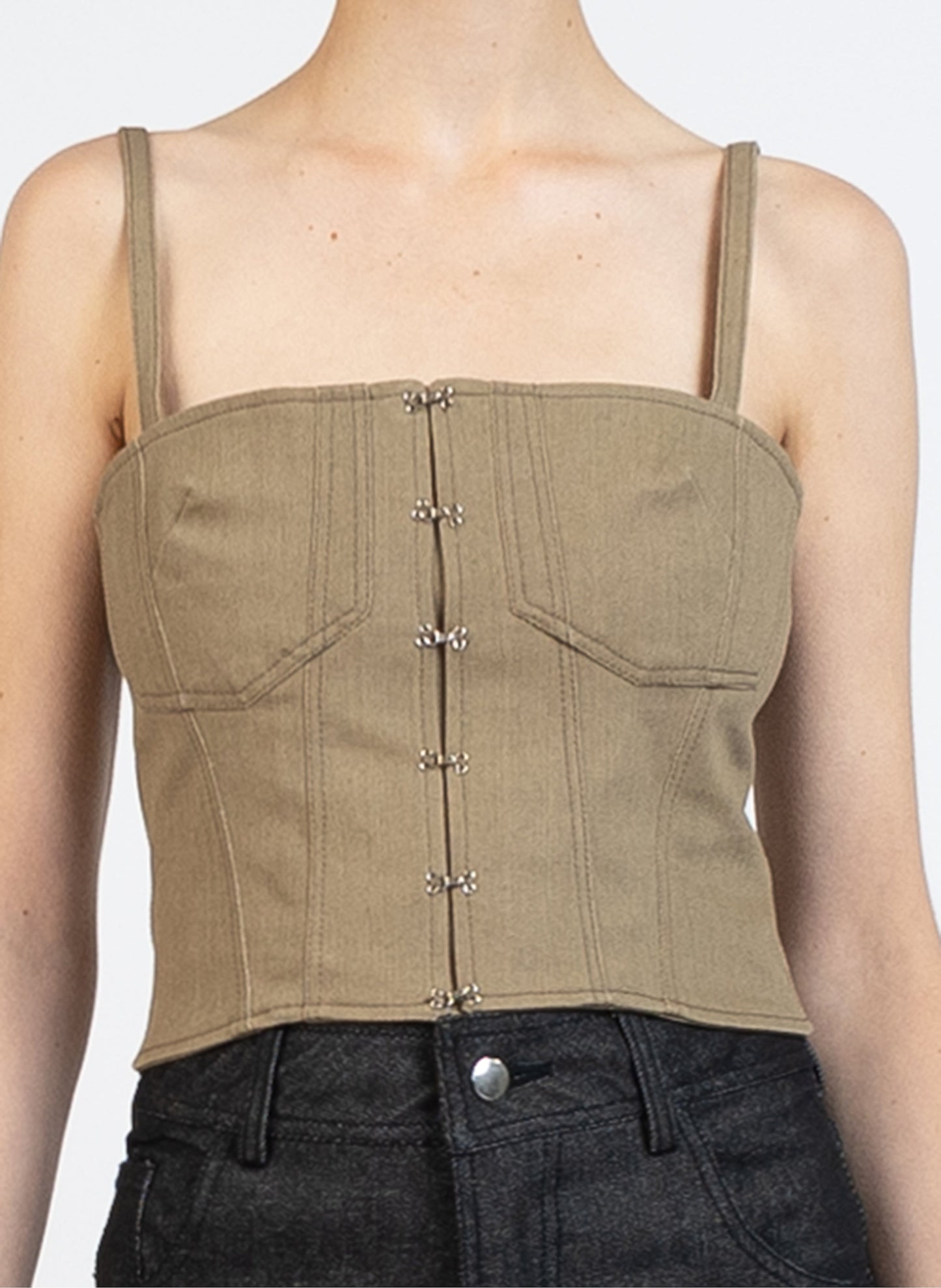 Denim Bustier Top/Khaki