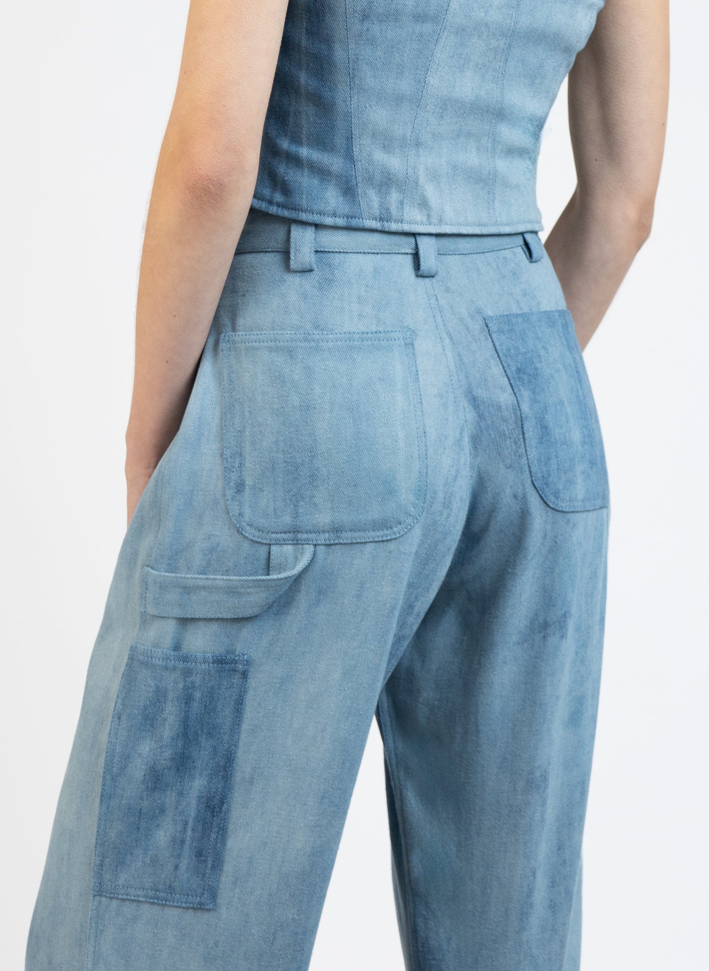 Denim Cargo Trousers/Light Blue