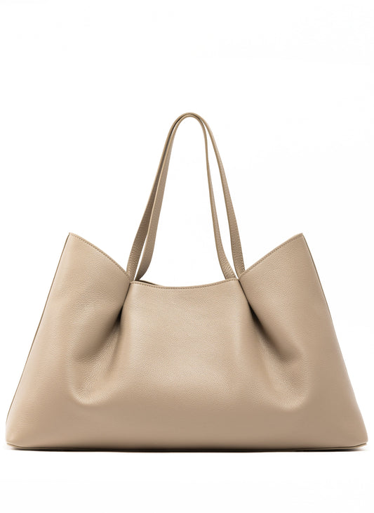 Dimple Tote Pebbled Leather Taupe
