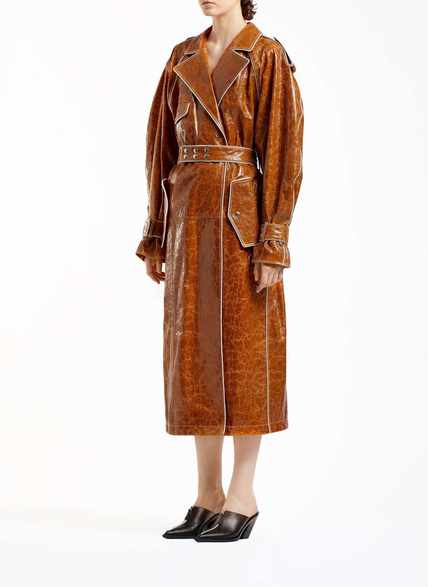 Leather Trench Coat Camel