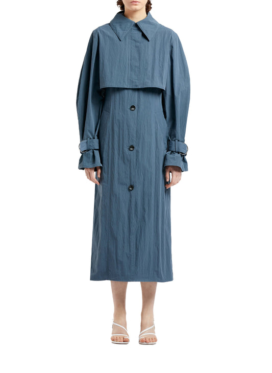 Washed Cotton Coat Navy