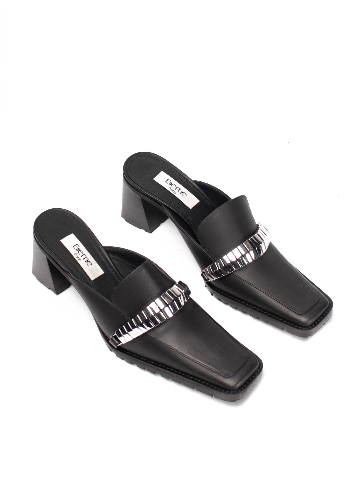 Eva Loafer Mule Leather/Metal Black