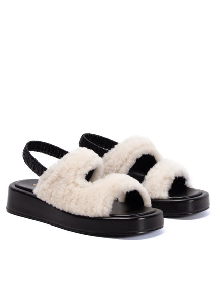 Gemini Shearling Slingback Black/Beige