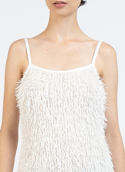 Fluffy Sleeveless Dress/White