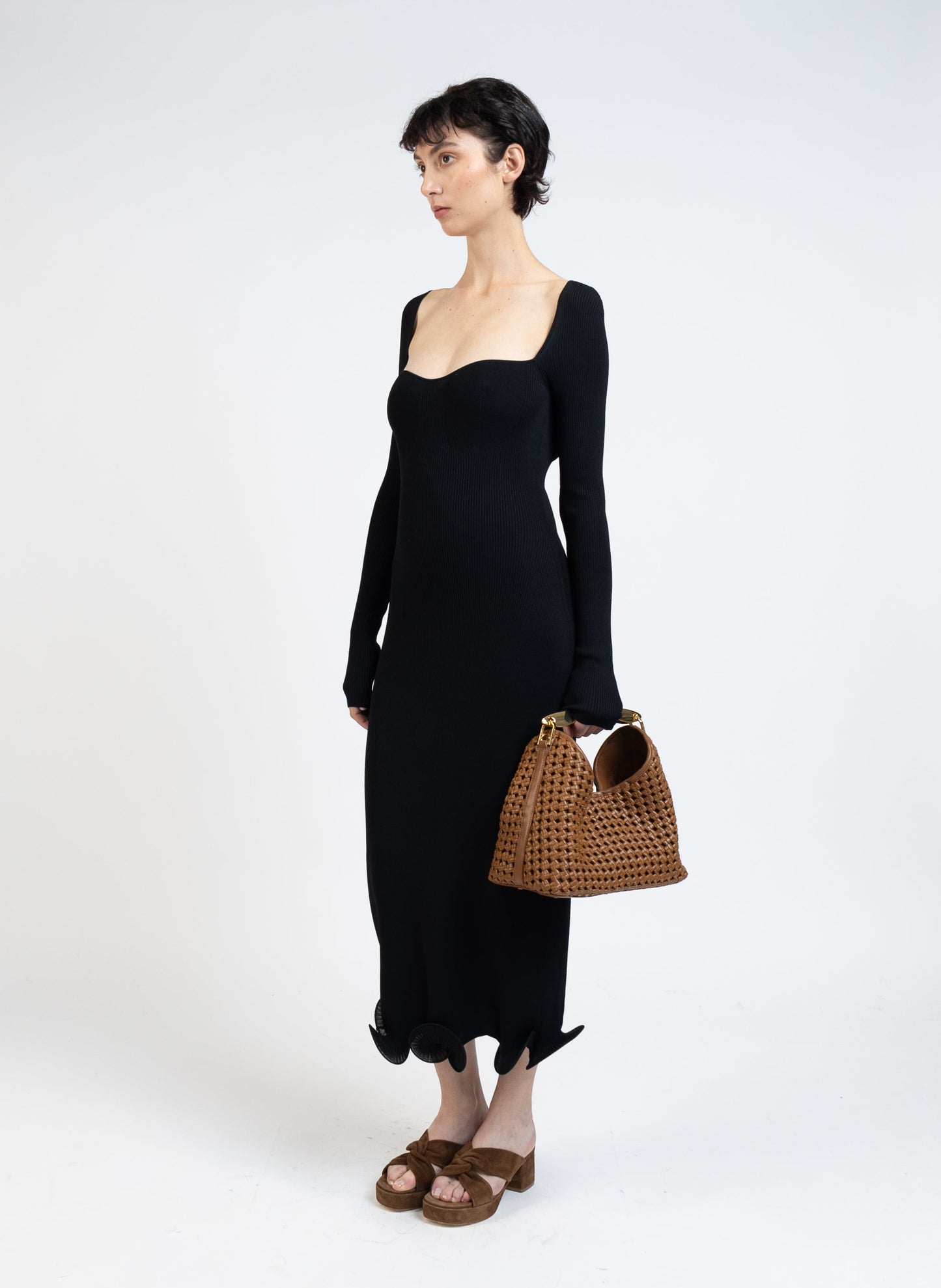 Long Sleeve Knit Dress/Black