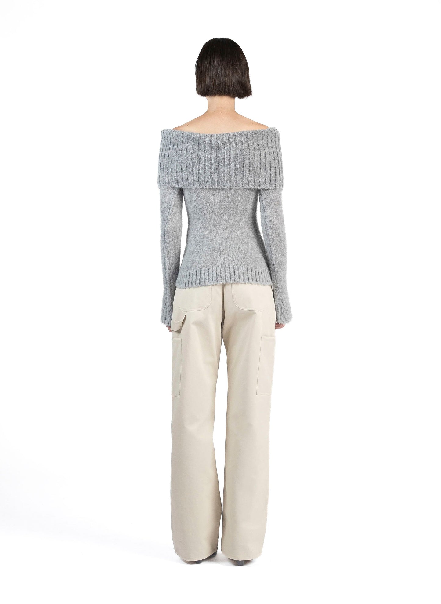 Mohair Off Shoulder Jumper Grey