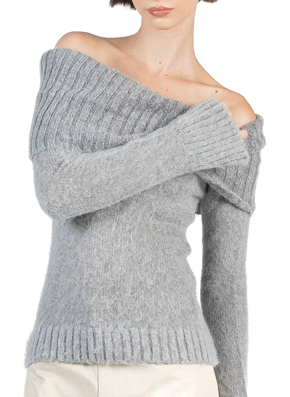 Mohair Off Shoulder Jumper Grey