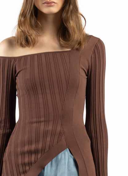 Asymmetric Fitted Jumper Brown