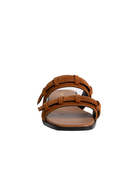 Loop Flat Sandal Suede Cognac