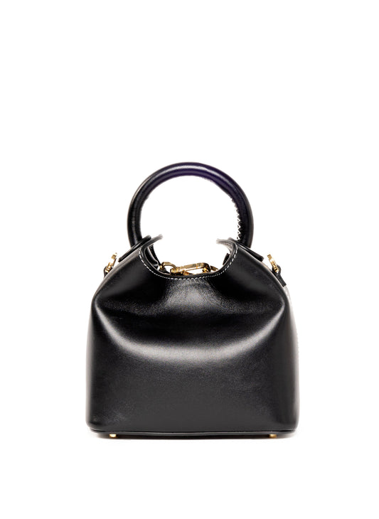 Madeleine Leather Black/White Stitching