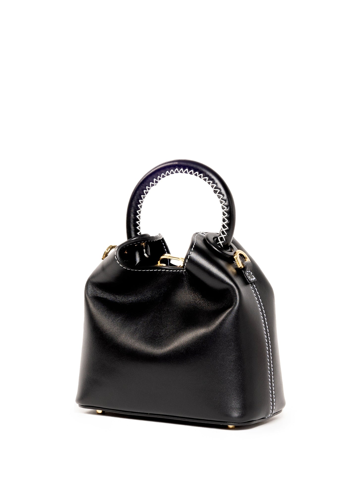 Madeleine Leather Black/White Stitching