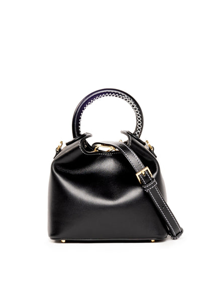 Madeleine Leather Black/White Stitching