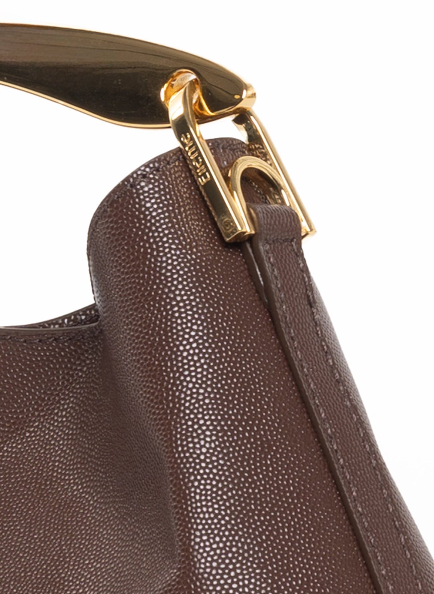 Mini Boomerang Leather Caviar Dark Brown