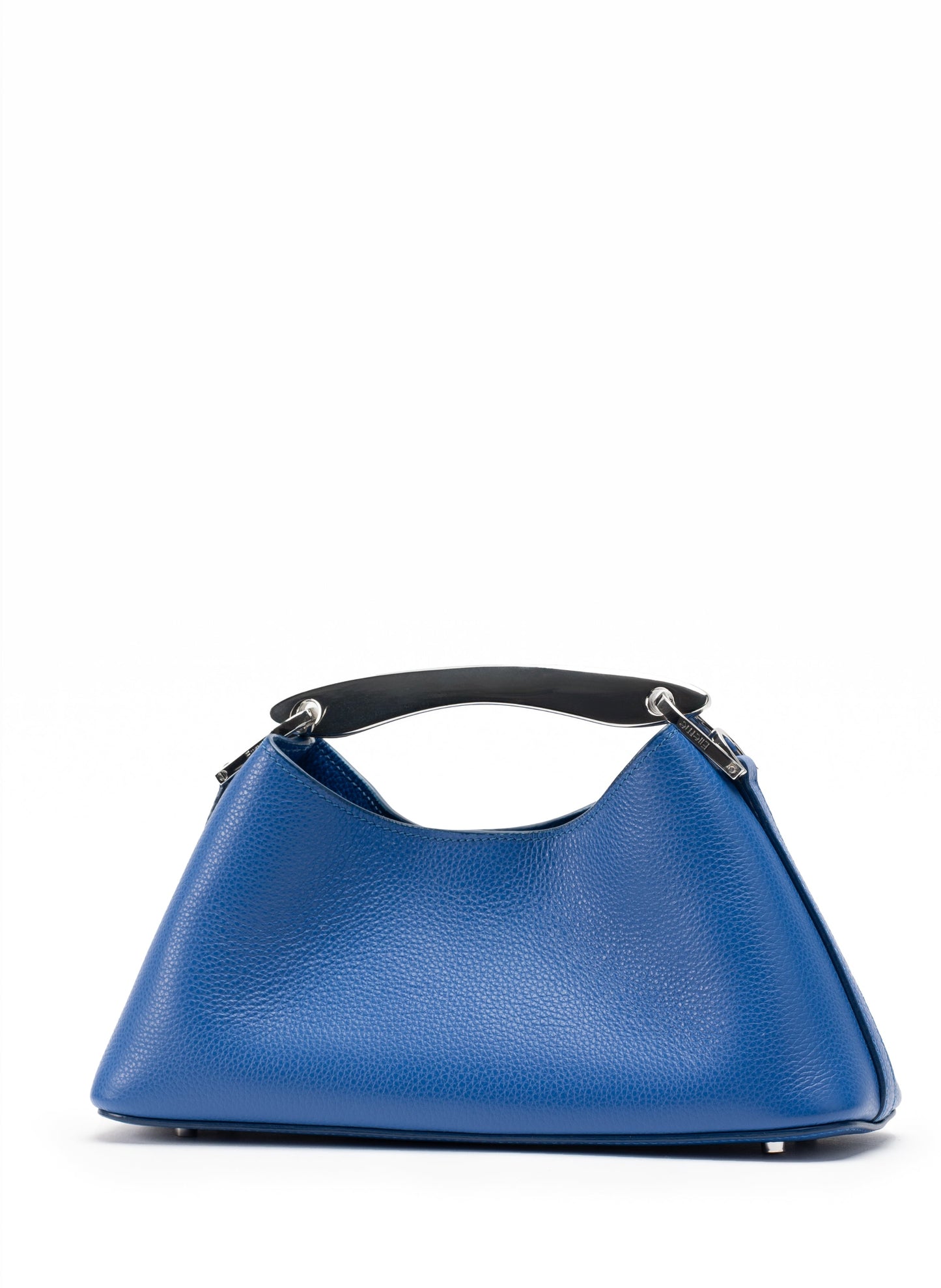 Mini Boomerang Pebbled Leather Azure Blue - Silver