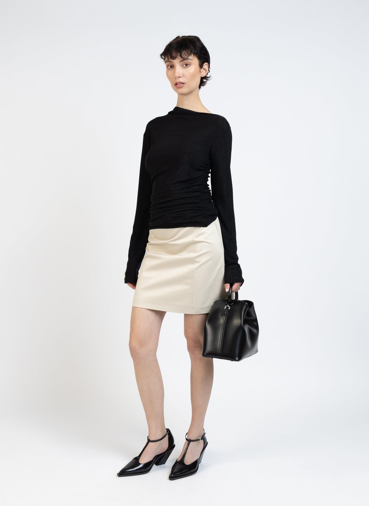 Gabardine Mini Skirt/Beige