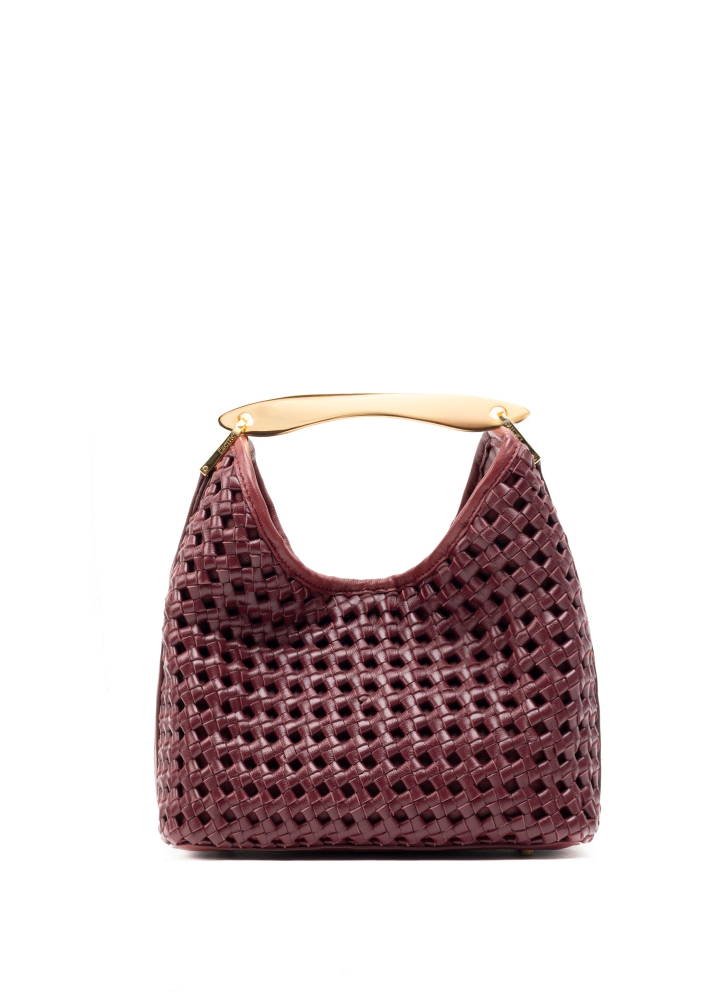 Small Boomerang Woven Leather Burgundy