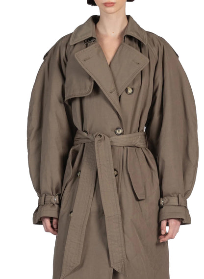 Quilted Trench Coat Brown