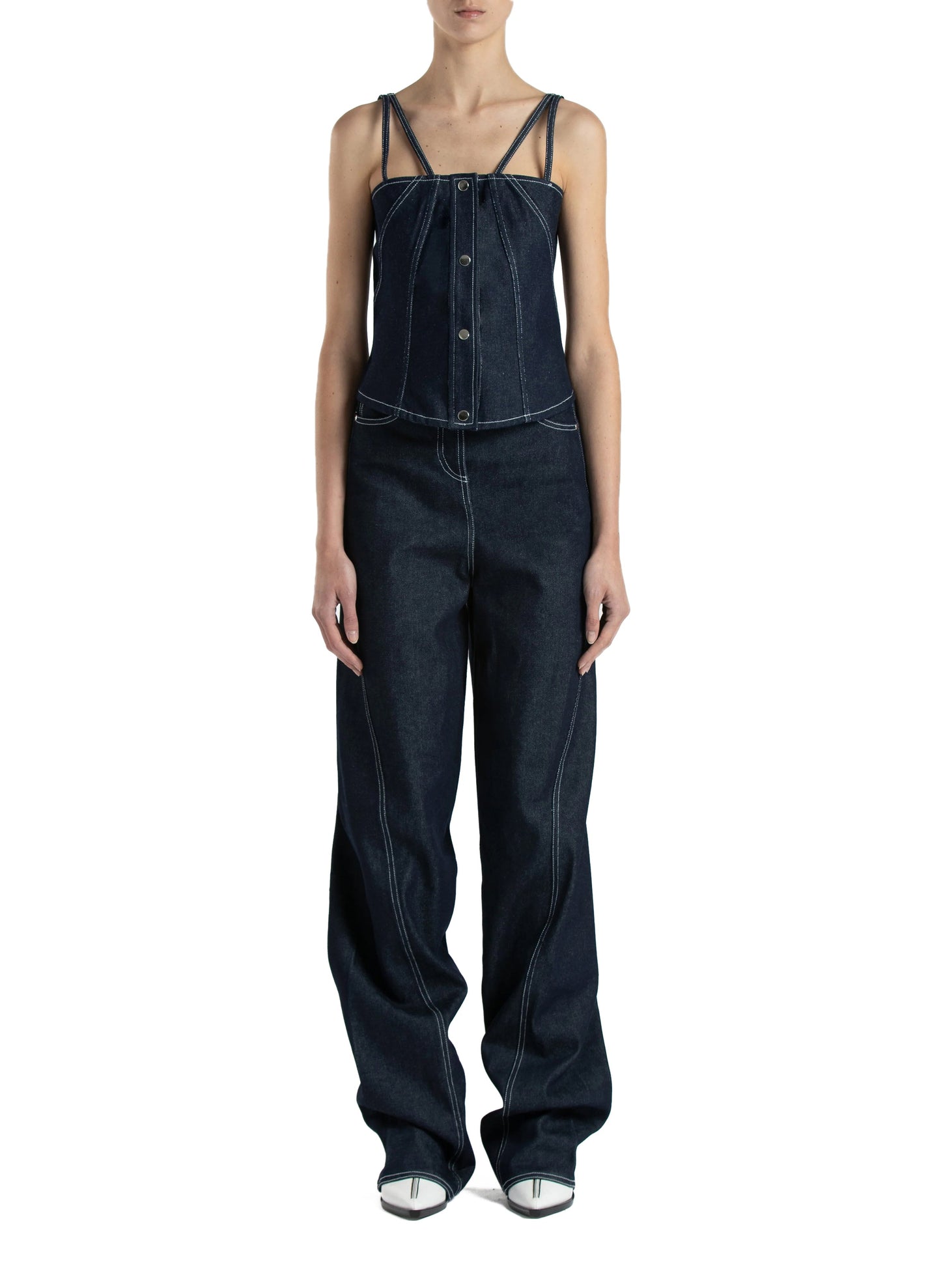 High Waisted Denim Trousers