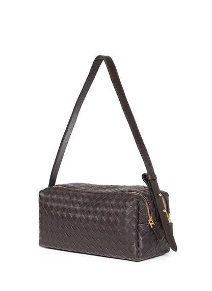 Trousse Woven Leather Dark Brown