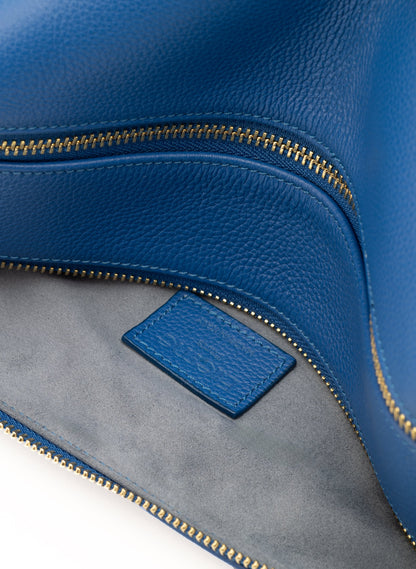 Trousse Pebbled Leather Azure Blue