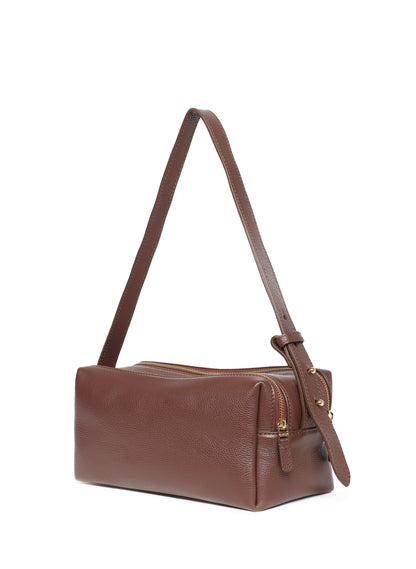 Trousse Pebbled Leather Dark Brown