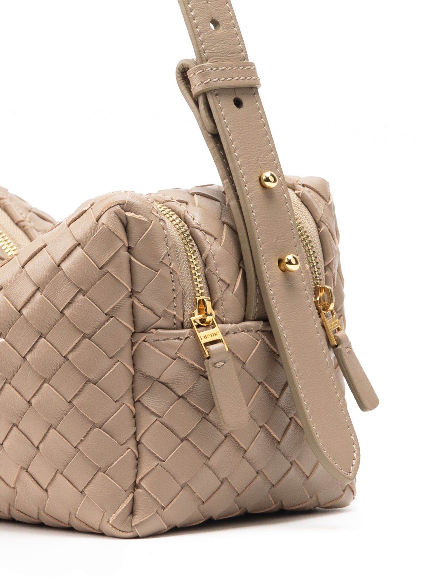 Trousse Woven Leather Taupe