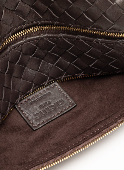 Trousse Chain Woven Leather Dark Brown