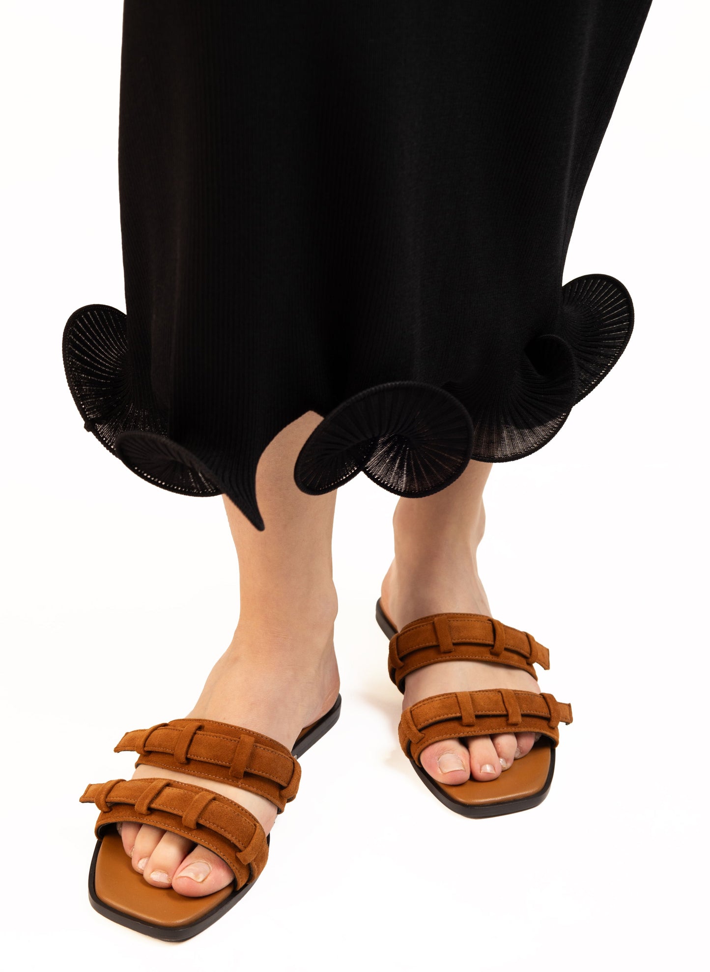 Loop Flat Sandal Suede Cognac